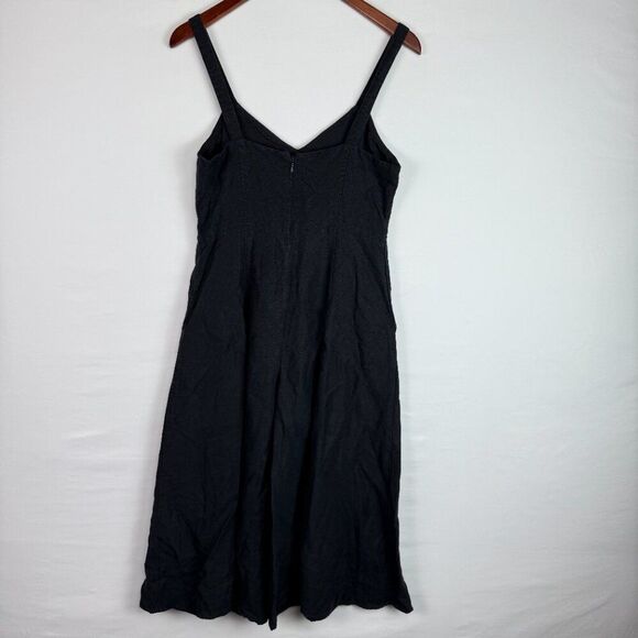 Club Monaco Linen Blend V Neck Wide Leg Sleeveless Jumpsuit Black 2 - Picture 3 of 9